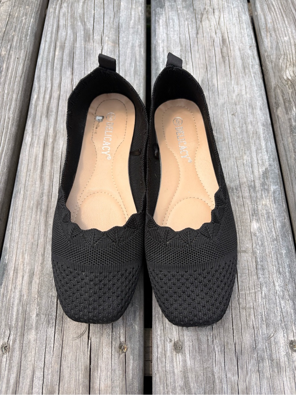 Delicacy Black Knit Slip-On Flats
